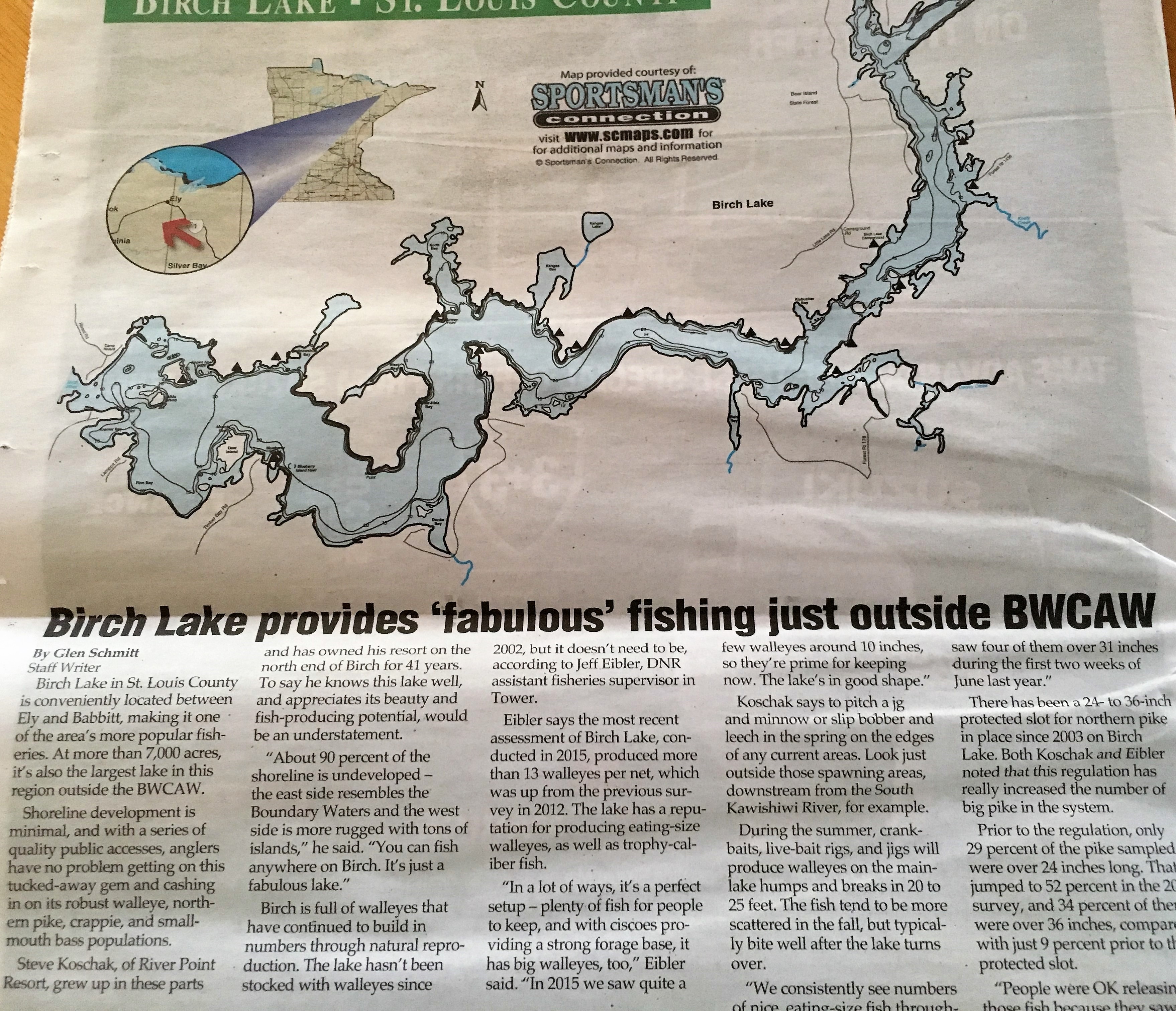 Outdoor News-Minnesota Walleye Fishing Resorts-River Point Resort-Birch Lake-Ely