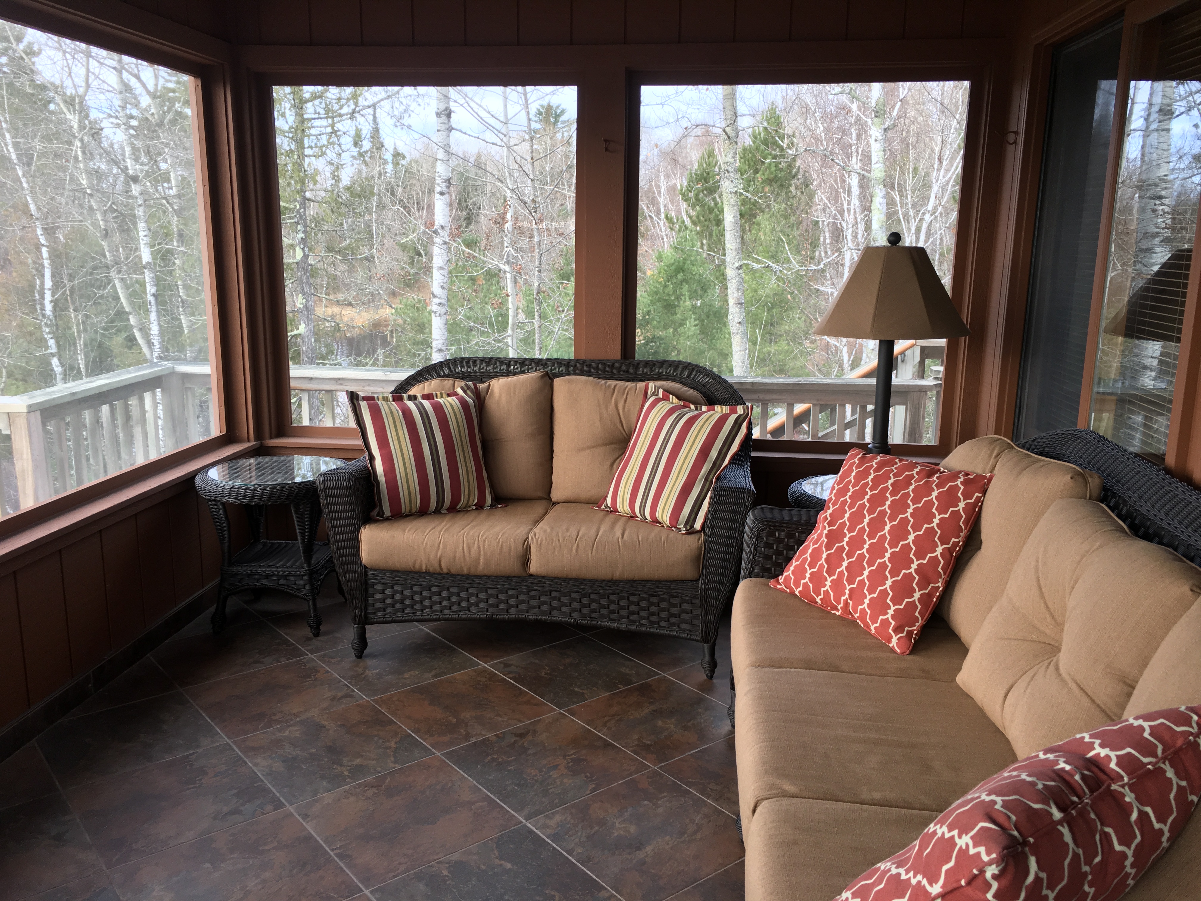 Minnesota Vacation Home Cabins-River Point Resort-Ely Minnesota Cabins Screen Porch